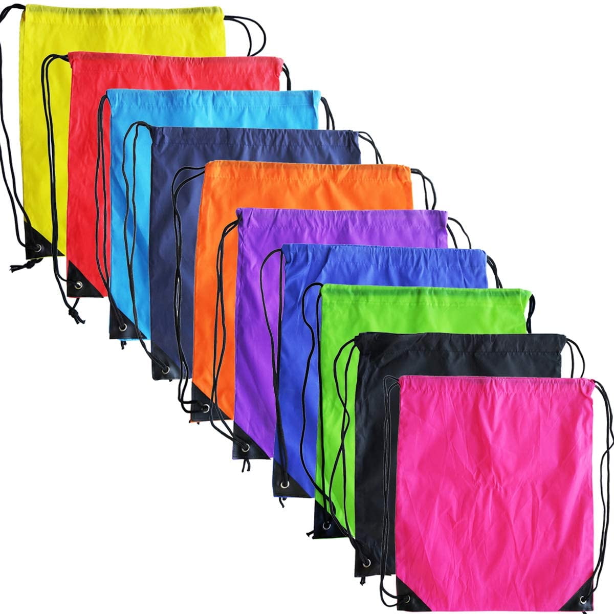 10 Pcs Drawstring Bag Sack Pack Cinch Tote Kids Adults Storage Bag 10 Colours 