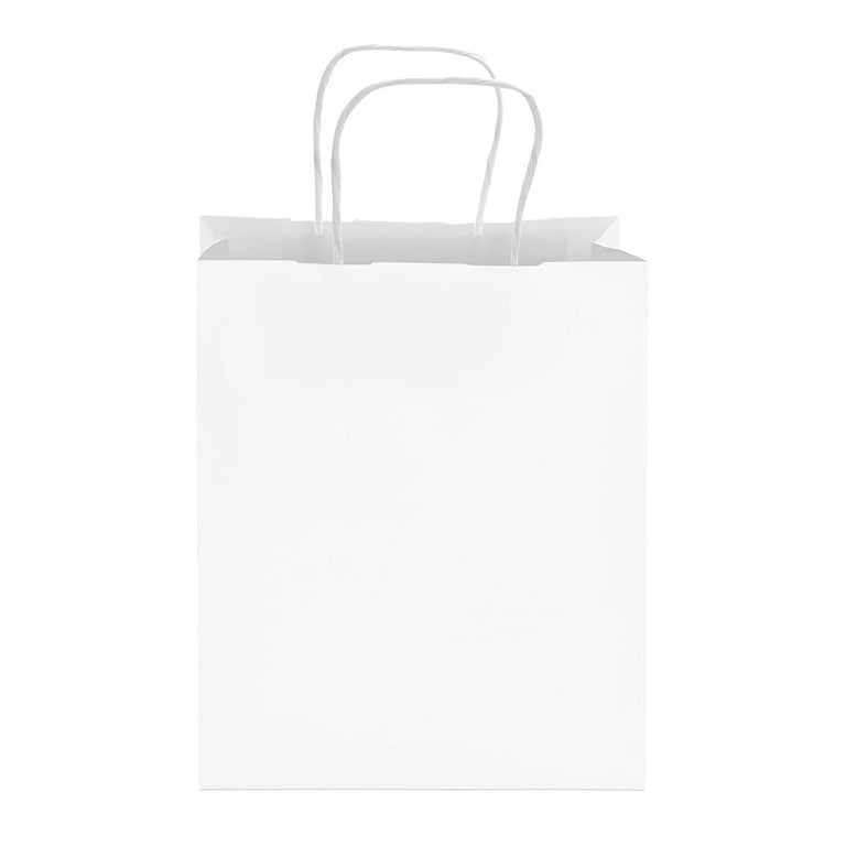 Prime Line Packaging White Paper Bags, Small Paper Shopping Bags