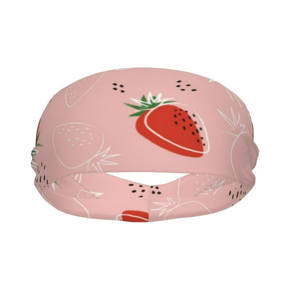 Yiaed Cute Strawberry C Print Sports Headbands,Moisture Wicking Workout Headband, Sweatband Headbands for Running,Cycling for Women and Men