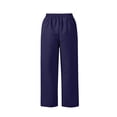 thumbnail image 5 of Laqbezok Women's Cotton Linen Wide Leg Pants, Loose High Waist Casual Trousers with Pockets, Summer Breathable Lounge Outfit, 5 of 10