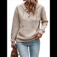 thumbnail image 1 of Sudadera Informal de Larga Acolchada con Medio Botón y Hombros Caídos para Mujer, con Capucha y Cordón Ajustable. Albaricoque XL, 1 of 7