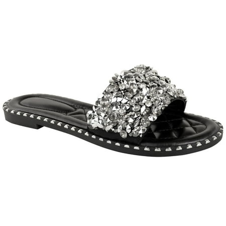 

Fashion Thirsty Womens LadiesStudded Low Heel Sandals Mules Flip Flops