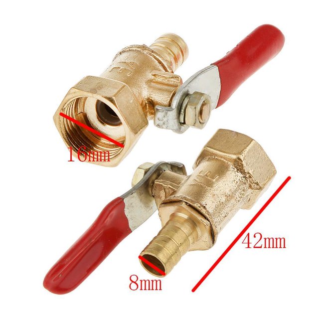 mmirethe Various Type Ball Valve Threaded Brass Ball Valve 16mm 8mm Red 5Set