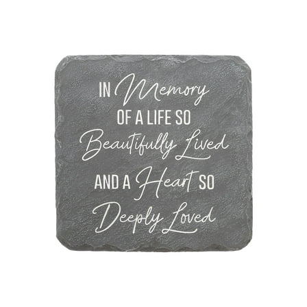 Pavilion Gift Company 25322 in Memory-7.75" x 7.75" Garden Stone, Gray, White