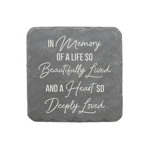Pavilion Gift Company 25322 in Memory-7.75" x 7.75" Garden Stone, Gray, White