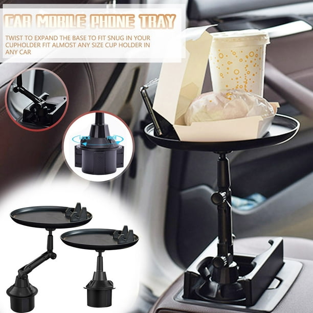 Fiudx Bandeja para Coche, Mesa de Comedor de Viaje Multifuncional, Soporte para Café y Hamburguesas, Soporte para Teléfono Móvil, Fácil Instalación, Compatible con Cualquier Vehículo, Portátil, Abs E