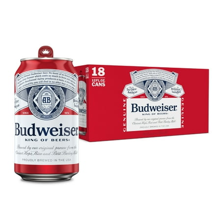 Budweiser American Lager Beer 18 pack 12 fl oz Aluminum Cans 5% ABV