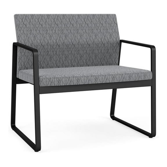 Lesro Gansett Steel and Fabric Waiting Room Guest Bariatric Chair in Black/Adler Gray Flannel