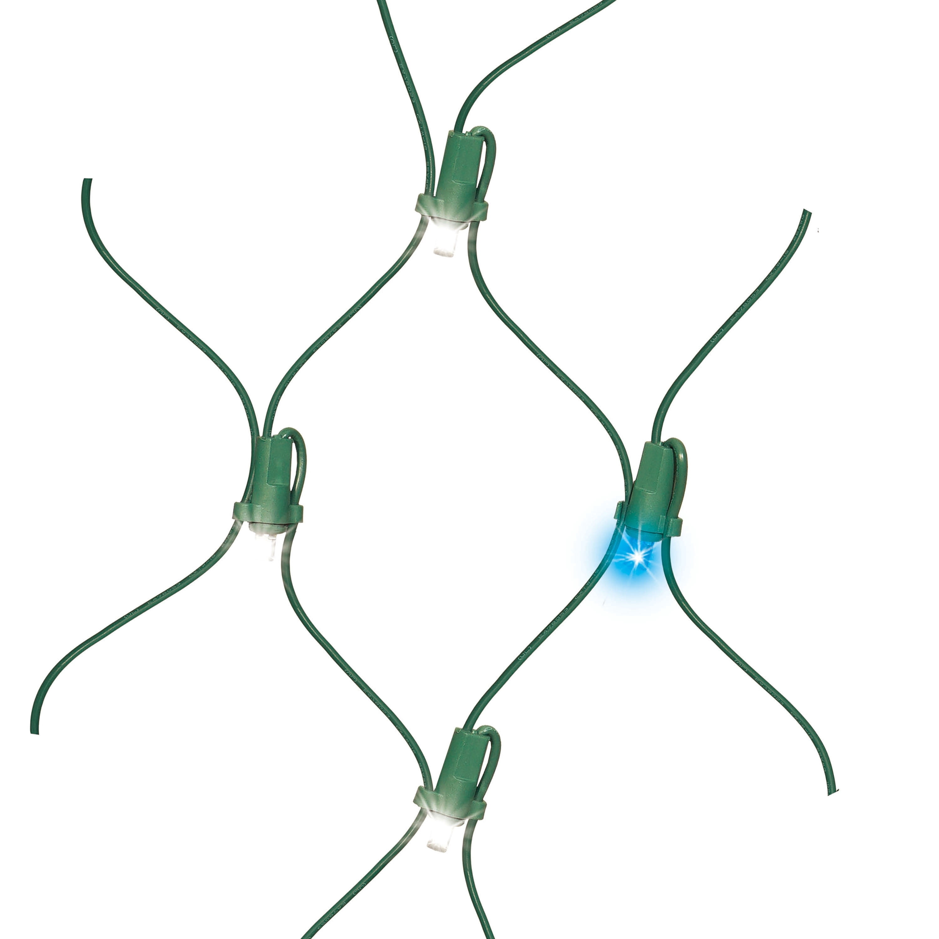 Indoor/Outdoor 150-Count LED Random Twinkle Christmas Net Lights, Blue and Cool White, Green Wire, 6' x 4', by Holiday Time