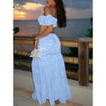 thumbnail image 4 of Women's 2-Piece Boho Outfit – Summer Off-Shoulder Crop Top  High-Waist Flowy Maxi Skirt Set for Beach  Vacation, 4 of 5