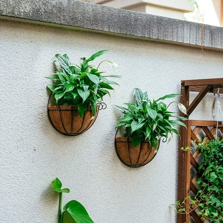 2 Pcs Fence Hanging Planters Metal Wall Planter Plant Basket With Coconut Liners For Wire Large Outdoor Plants Garden Canada - Large Wall Mounted Planters Outdoor