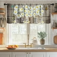 thumbnail image 3 of Vintage Daisy Kitchen Valance,Rustic Farmhouse Floral Retro Brown Wooden Board Spring Wildflower Farm Window Treatment for Bedroom Living Room Drapes 1 Piece,54x18 Inch, 3 of 4