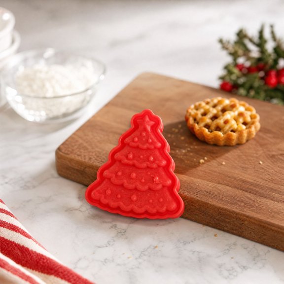 Christmas Hand‑Press Cookie & Hand Pie Molds, BPA‑Free ABS Embossing Pastry Cutter Sealer, Holiday Dough Press Molds for Baking, Family DIY Baking Tools