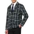 thumbnail image 4 of INSPIRE CHIC Plaid Blazers for Men's Contrasting Color Notch Lapel Two Button Sports Coat S Black, 4 of 5