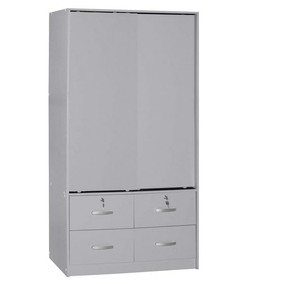 Better Home Products Sarah Modern Wood Double Sliding Door Armoire in Light Gray