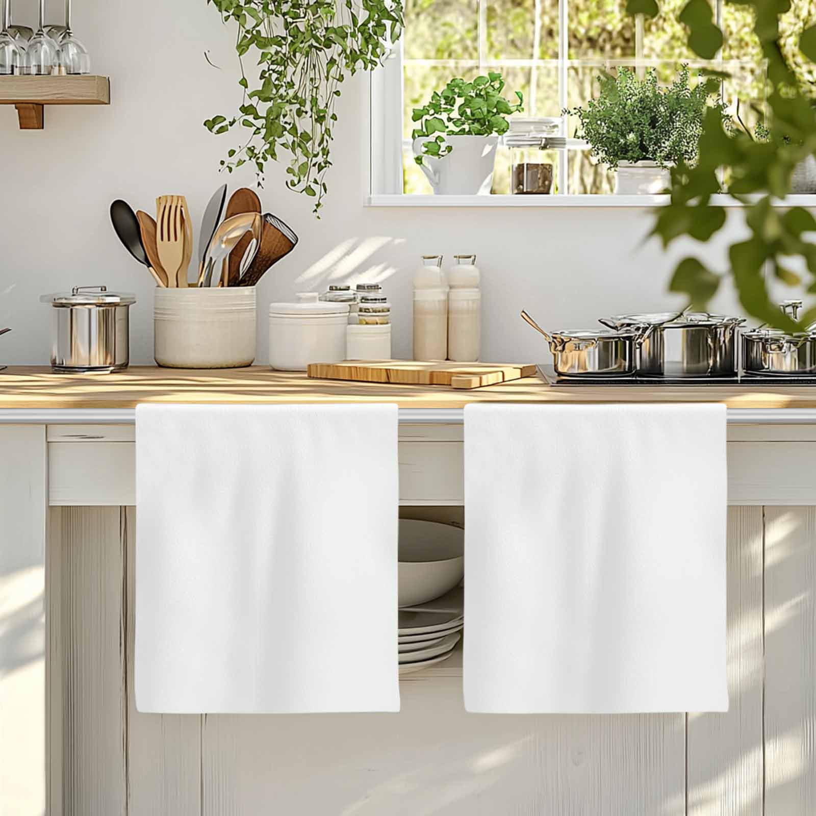 Pure White Kitchen Towels Set of 3, Simple Solid Color Soft Microfiber Dish Towels, Absorbent Quick-Dry Washable Dishcloths for Kitchen Cleaning, Drying Dishes, 18x28 Inches