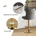 thumbnail image 6 of Velvet Gold Bar Stools Set of 4 Modern Counter Height Bar Stools with Lion Pull Ring Tufted High Back, Nailhead Upholstered Barstools for Home Kitchen, Swivel Adjustable Stool Chair in Dark Grey, 6 of 8