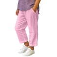 thumbnail image 2 of SGFCWSX Boys Girls Casual Linen Pants Elastic Waist Cropped Straight Leg with Pockets Lightweight Summer Wear for Kids Pink Size 4T, 2 of 7
