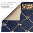 thumbnail image 4 of Custom Size Runner Rug Fleur De Lis French Design Navy Color 26 or 31 inch Wide Pick Your Length Non-Slip Rubber Backing Stair Runner, 4 of 6