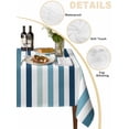 thumbnail image 3 of Teal Blue Stripe Tablecloth Rectangle Table Cloth 60x84, Waterproof Tablecloth Outdoor Table Cloth, Ombre Geometric Aqua Vertical Striped Washable Table Cover for Kitchen Dinning Party, 3 of 8