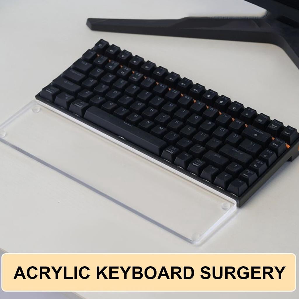 Necvior Acrylic Keyboard Wrist Rest, Transparent Ergonomic Wrist Support Pad for Typists and Gamers, Antislip Base