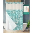 thumbnail image 2 of No Hook Shower Curtain with Snap in Liner, Summer Gradient Teal Ocean Coral Coastal Hotel Shower Curtains for Bathroom, Washable Shower Curtain Liner Set with Mesh Top Window, 36"x78", 2 of 6