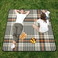 thumbnail image 5 of Tartan Plaid Pattern in Black Orange Beige Picnic Blanket Waterproof Beach Blankets Sandproof Large Mat with Storage Bag Camping Grass Travel Hiking Park 78"x78", 5 of 6