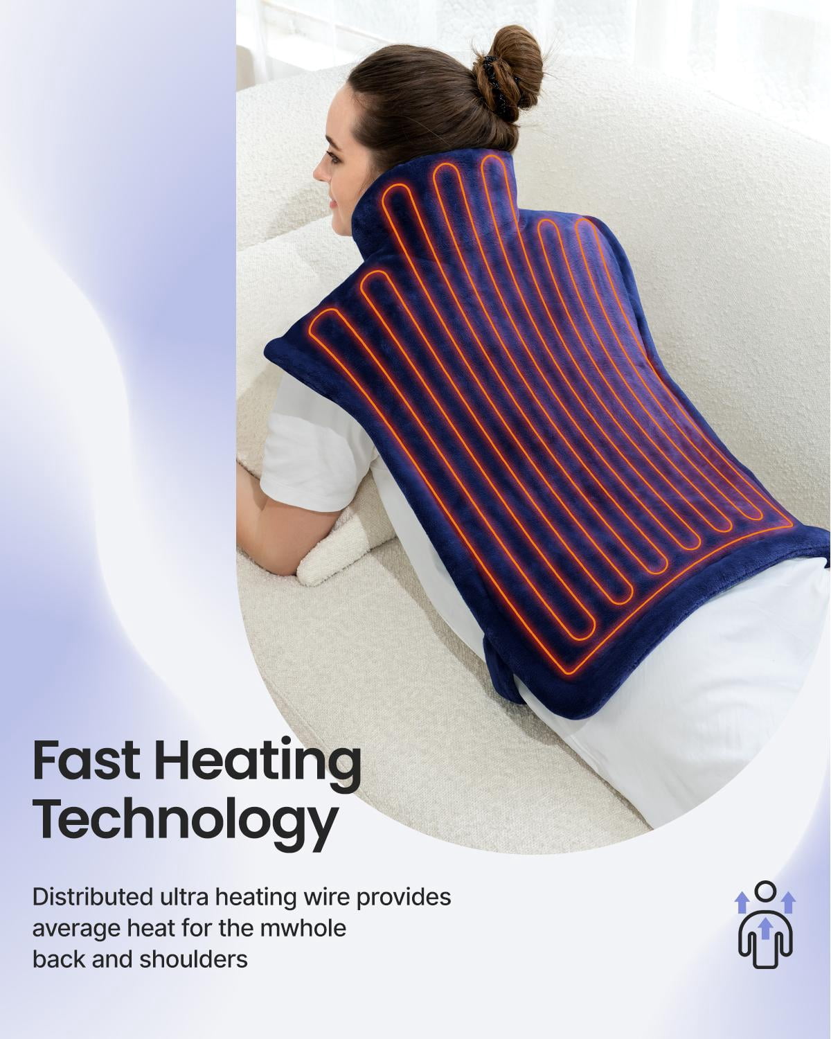 RENPHO 24"x33" Electric Heating Pad for Neck Shoulder and Back, FSA Eligible, Heat Pad for Pain Relief, Fast Heating Hot Therapy 6 Heat Settings, ETL Certified, Gifts for Women Men - Dark Blue
