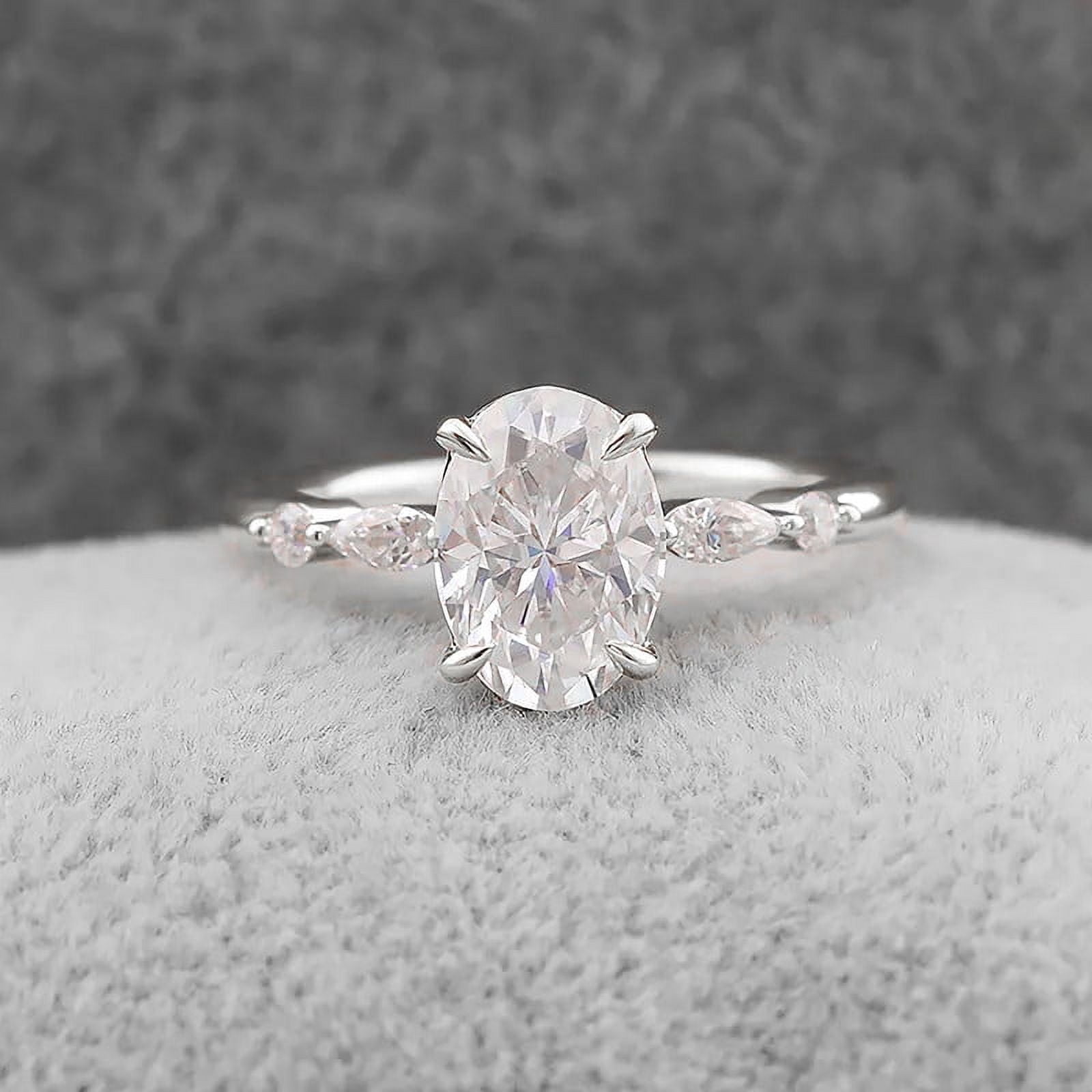 Cora Jewellery 1.5TCW Dainty Oval Moissanite Engagement Ring For Women, 18K White Gold