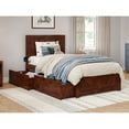 thumbnail image 2 of HomeStock Timeless Tradition Twin Platform Bed with Matching Footboard & Storage Drawers in Walnut, 2 of 6
