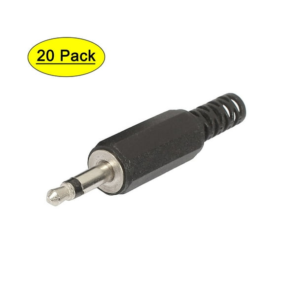 20 Pcs Black Plastic Housing 3.5mm Mono Audio Jack Headphone Connector