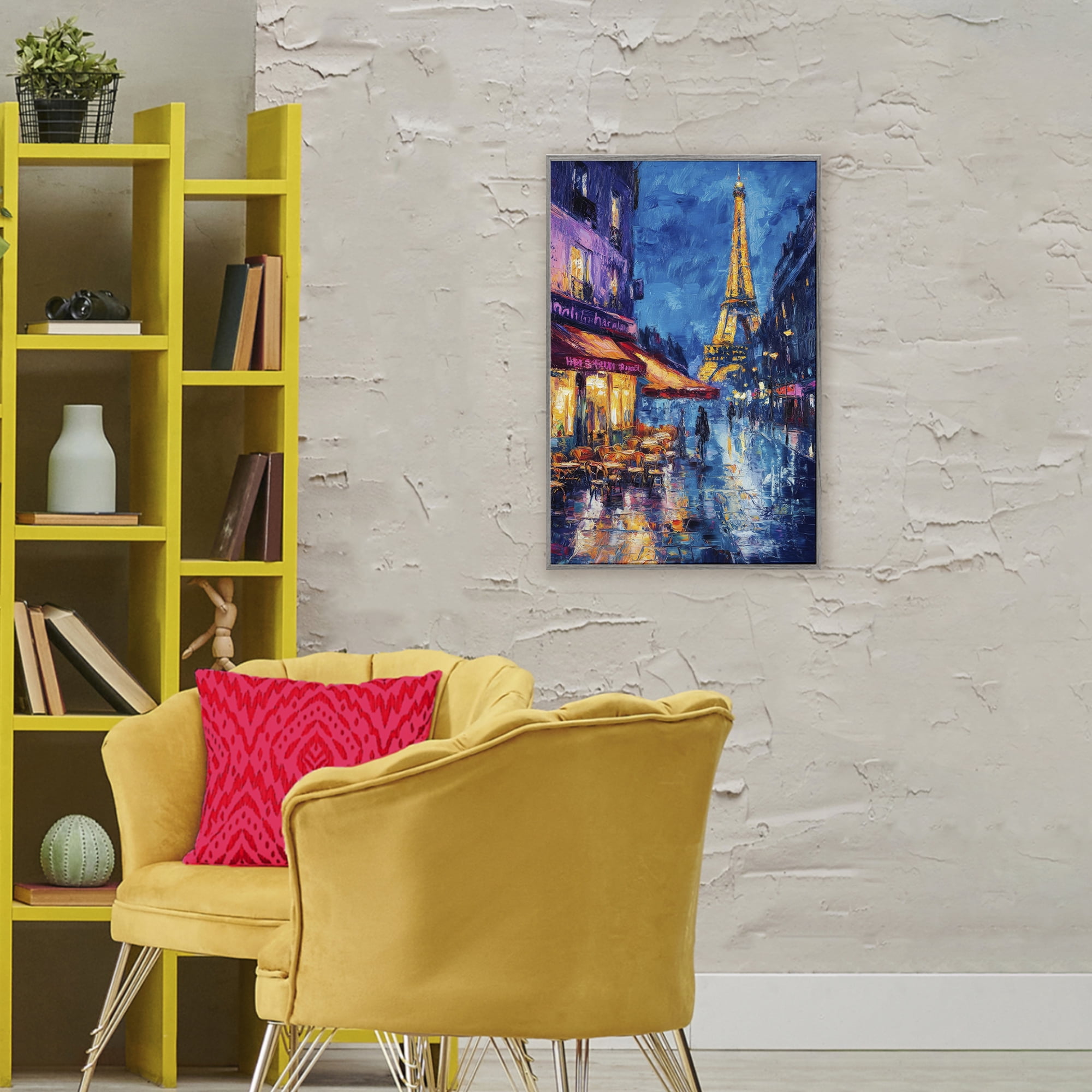 Stupell Industries Dusk Paris Street Scene Gray Framed Giclee Art, design by Petal Prints Design