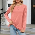 thumbnail image 2 of Timegard Hauts pour Femmes Col Rond Rayé Manches Longues T-Shirts Basiques Automne Décontracté Ample Confortable, 2 of 5