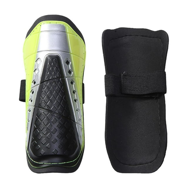 Espinilleras de fútbol, equipo de protección para adultos y niños, 1 par, transpirables. Verde 20 cm