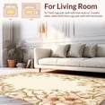 thumbnail image 2 of ODIKA 5'x7' Machine Washable Non-Slip Area Rug, Delicate Blossom Medallion with Intricate Vine Embellishments High Traffic Rug, Beige, 201228, 2 of 7