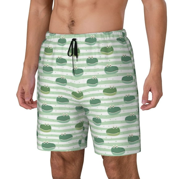 Saiise Cute Crocodile for Mens Swimming Trunks Swim Trunks Quick Dry Swim Shorts with Mesh Lining Funny Swimwear Bathing Suits-Large
