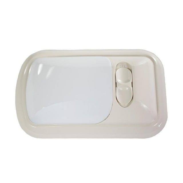Arcon Dome Light 17926 White Lens; Double Euro Style Light; 12 Volt; 11 Inch Length x 4-3/4 Inch Width; Colonial White Base