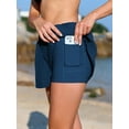 thumbnail image 6 of Anwell Swim Shorts for Womens Pleated Side Swim Bottoms High Waisted Bikini Tanikini Bath Suit Shorts, 6 of 7