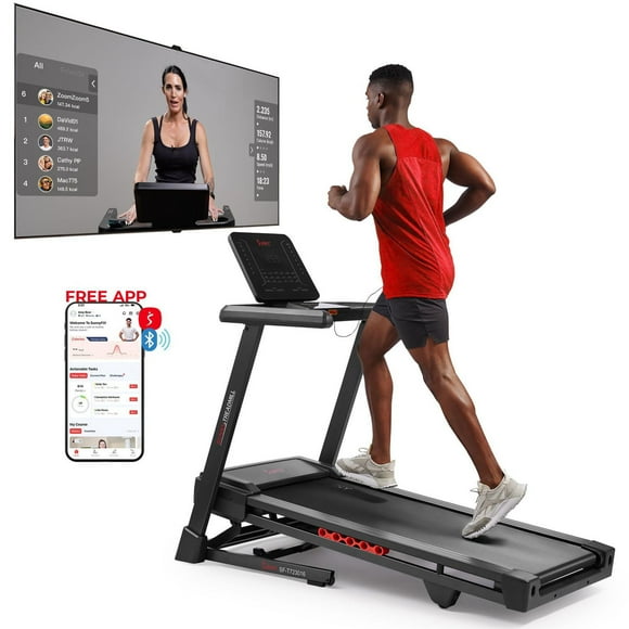 Sunny Health & Fitness Treadmill Elite Smart Auto Incline for Home Use, 20” Wide Running and Walking Deck, Flex Shock Suspension with 300 LB Weight Capacity Bluetooth SunnyFit App - SF-T723016