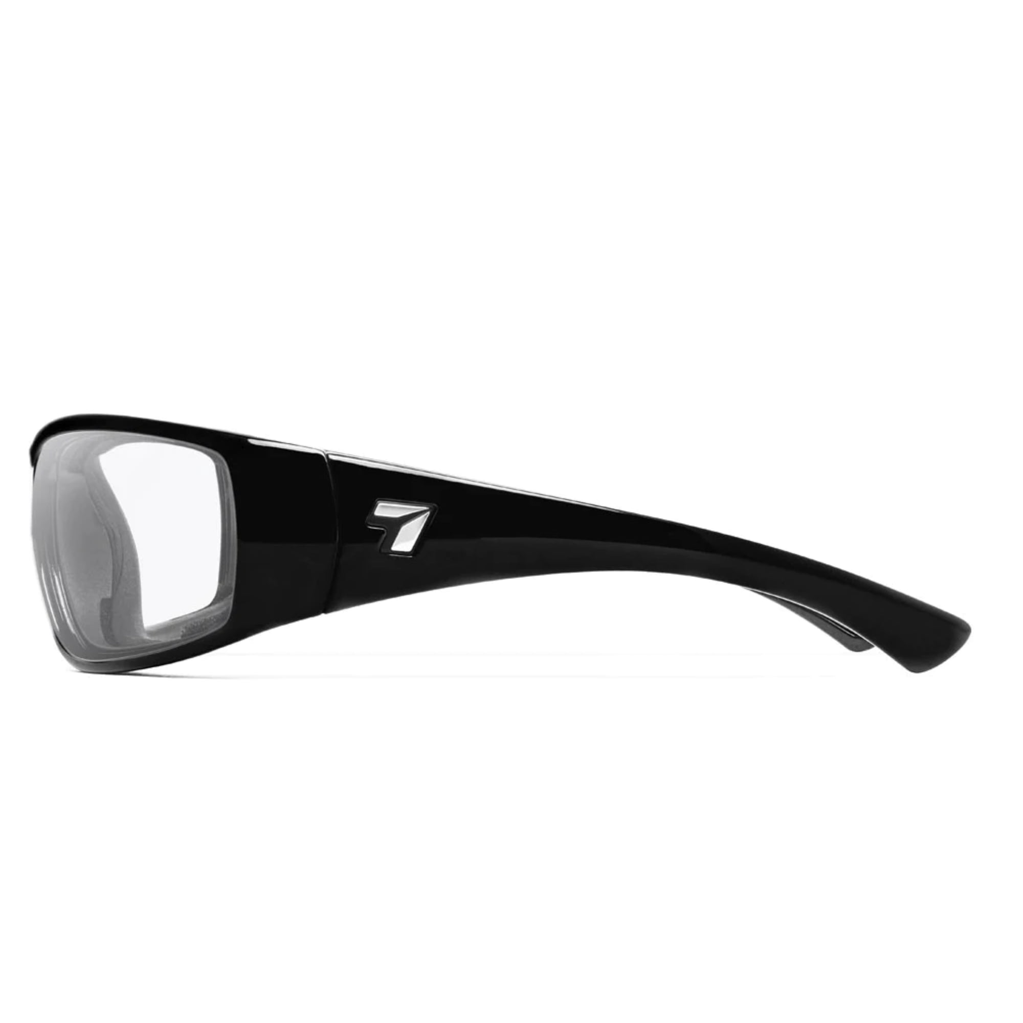 Taku Plus Wind Blocking Padded Foam Sunglasses for Outdoors, 100% UVA + UVB Protection, Glossy Black Frame/Clear Lens