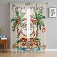 thumbnail image 3 of Christmas Semi Sheer Curtains 108 Inch Length 2 Panels Set,Coastal Santa Claus Beach Cocount Tree on Linen Sheer Kitchen Curtain Voile Window Curtain for Living Room Bedroom Rod Pocket Drapes, 3 of 7