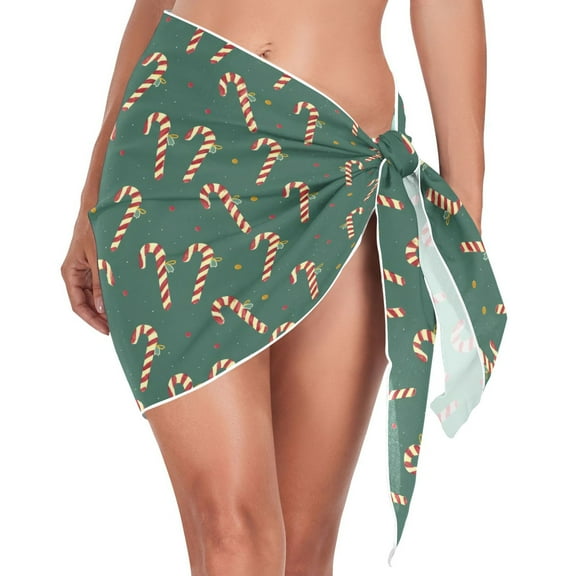 joogoo Candy Christmas Women's Beach Sarong Bathing Suit Wrap Swimwear Cover Ups M