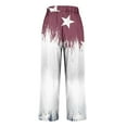 thumbnail image 4 of HEILAU Independence Day Pants for Women 4th Of July Wide Leg Patriotic Elastic Waist Red White And Blue With Pockets Linen Pants, 4 of 5