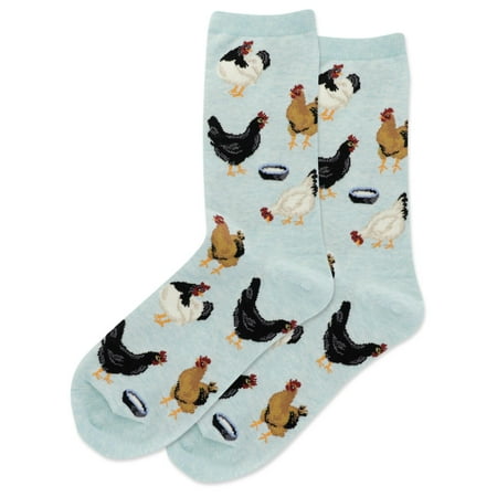 Hot Sox Womens Feeding Chickens Crew Socks, Womens Shoe Size 4-10.5