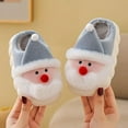 thumbnail image 5 of Santa Christmas Children Slippers Winter Cartoon Non Slip Boys Girls Slippers Plush Warm Soft Bottom Kids Mum Home Shoes (Gray,30-31(insole 19.5cm)), 5 of 7