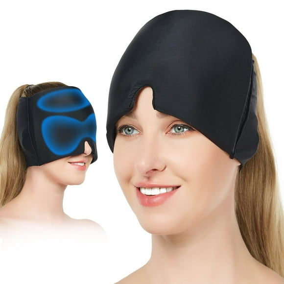 Migraine Headache Relief Ice Hat Flexible Gel Cold Compress Cap for Soothe Pain Sinus Pressure Tension Physical Calming Compressed Cooling Head Wrap for Puffy Eyes Travel Ice Pack Sleep Eye Mask