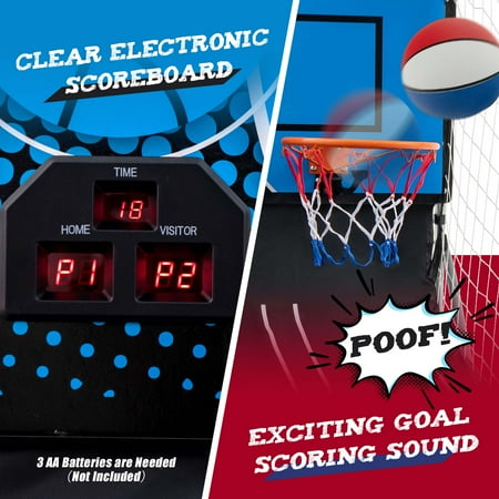 Costway - Dual Shot Basketball Arcade Game with 8 Game Modes Arcade Sound Electronic Scoring - Red