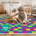 thumbnail image 4 of ODIKA Eccentric Interlocking Squares Funky Geometric Vibrant Checkerboard Pet Friendly & Kids Safe Play for Playroom, Bedroom, Reading Nook, 4 of 7
