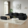 thumbnail image 3 of SOULART 113" Cloud Couch, Black Modern Modular Sectional Sofa, Corduroy Upholstery, 3-Seater Deep Seat Couch for Living Room, No Assembly, 3 of 9