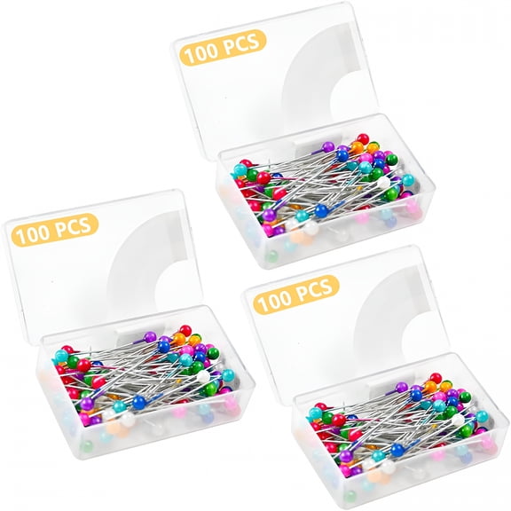 CCOCC 300PCS Sewing Pins for Fabric,Straight Pins with Glass Ball Heads,Multicolor Corsage Stick Pins for Dressmaker